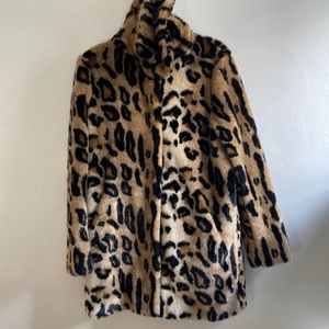 Leopard faux fur coat